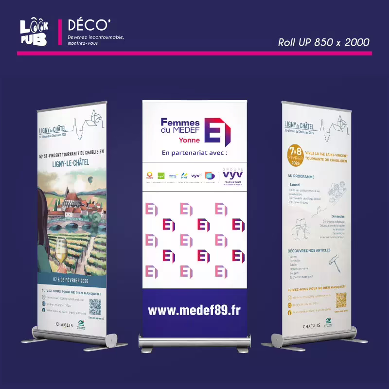 Déco personnalisé - Roll-UP 850x2000 pour LIGNY-LE-CHATEL - MEDEF-89