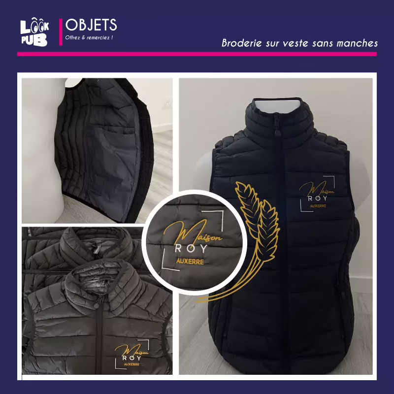 Objets personnalisé - Broderie sur veste sans manches pour Maison Roy