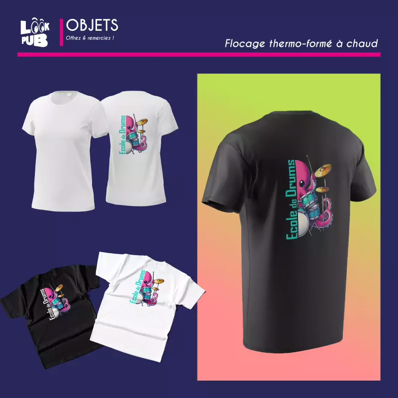 Objets personnalisé - Flocage sur T-SHIRT - école de drums