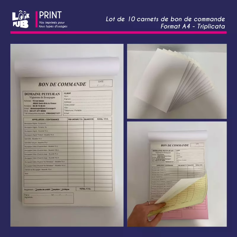 Print personnalisé - Bon de commande pour le Domaine PETITJEAN