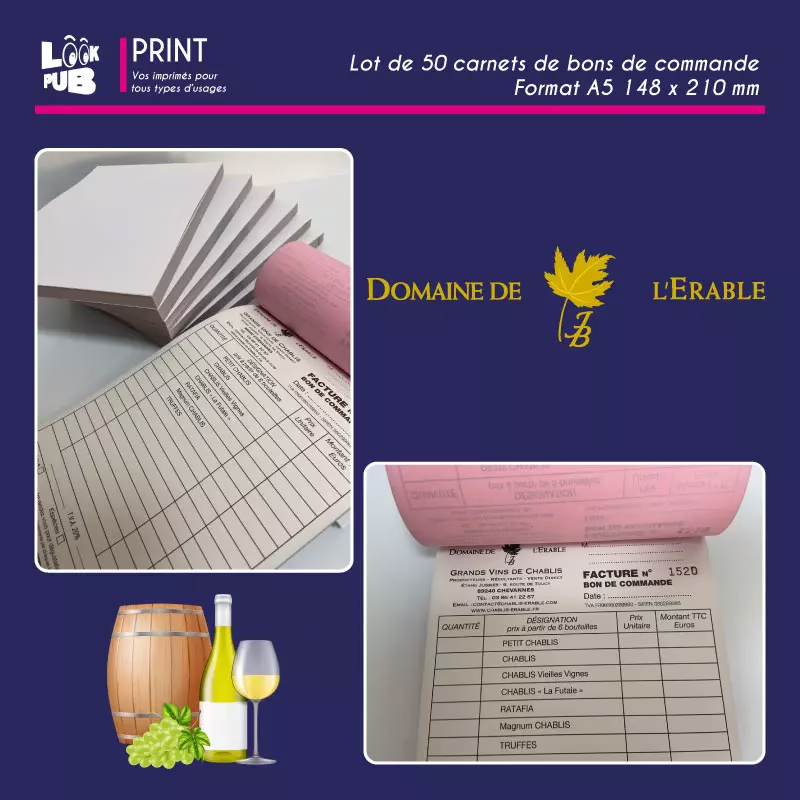 Print personnalisé - Bons de commande format A5 pour le Domaine de l'érable