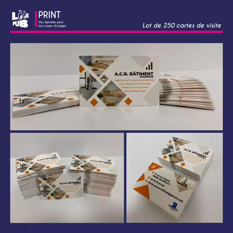 Print personnalisé - Cartes de visite recto-verso - A.C.R. Bâtiment Icaunais