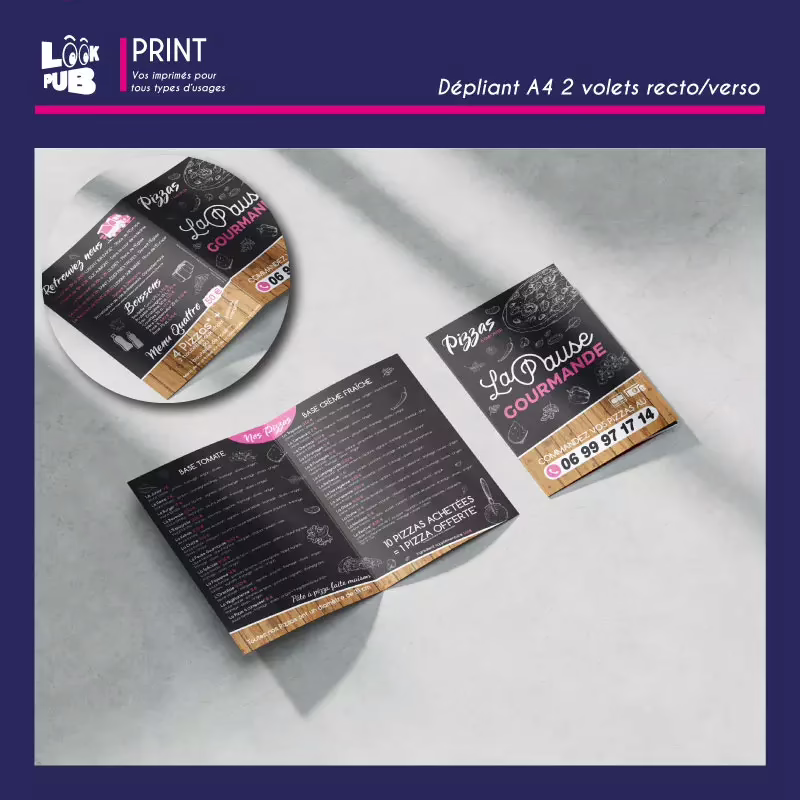 Print personnalisé - Dépliant 2 volets pour La Pause Gourmante