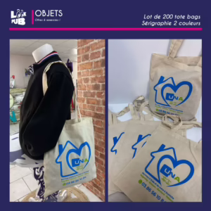 Objets personnalisé - Marquage sérigraphie sur Tote bags pour UNA
