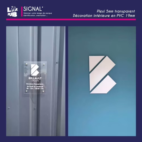 Signal personnalisé - Déco intérieur en PVC et plexiglass pour Billaut