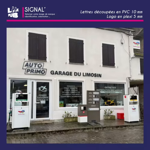 Signal personnalisé - Enseigne Lettres découpées en PVC AUTO PRIMO Garage du Limosin