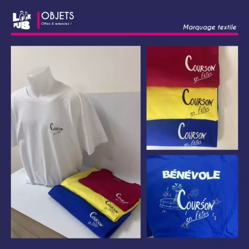 Marquage DTF sur textile courson en fête